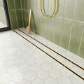 Neodrain 36-Inch Linear Shower Drain with Tile Insert Grate, Golden 304 Stainless Steel Rectangle Shower Floor Drain, Linear Drain with Leveling Feet, Hair Strainer