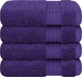 Cotton Paradise 100% Cotton Turkish Washcloth Set for Bathroom, 4 Piece Soft Absorbent Small Hand Face Towels Wash Rags, Purple