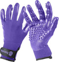 H HandsOn Pet Grooming Gloves - Patented #1 Ranked, Award Winning Shedding, Bathing, & Hair Remover Gloves - Gentle Brush for Cats, Dogs, and Horses (Mono Purple, Junior)