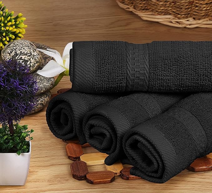 Utopia Towels 8 Piece Luxury Towel Set – Majestic Plush, Super Absorbent & Quicker-to-Dry, Thick 100% Ring Spun Cotton Towels for Bathroom, Spa & Hotel – 2 Bath, 2 Hand, 4 Washcloths, Black
