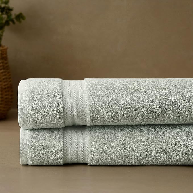 Fabdreams 100% Organic Cotton Bath Sheet Set of 2 700 GSM Oversized Towels Ultra Soft Plush Absorbent Durable Skin-Friendly Spa Hotel Premium Comfort Large 36 x 70 in Green