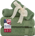 American Veteran Towel, 100% Cotton Turkish Washcloths for Bathroom Essentials 4 Pack, Soft Absorbent Wash Cloths Quick Drying Small Towels Washrags, Sage Green