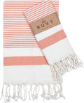 Ruvy Home Basics Turkish Hand Towels for Bathroom Set of 2 | 18"x40", Cotton | Decorative Towel for Bathroom, Kitchen, Dishcloth, Tea, Yoga, Face, Gym - Orange