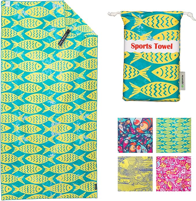 4Monster Microfiber Beach Towel Quick Dry,Super Absorbent Lightweight Travel Towel for Swimmers, Sand Free Camping Towel, Beach Towels for Pool,Swim,Water Sports,Yoga