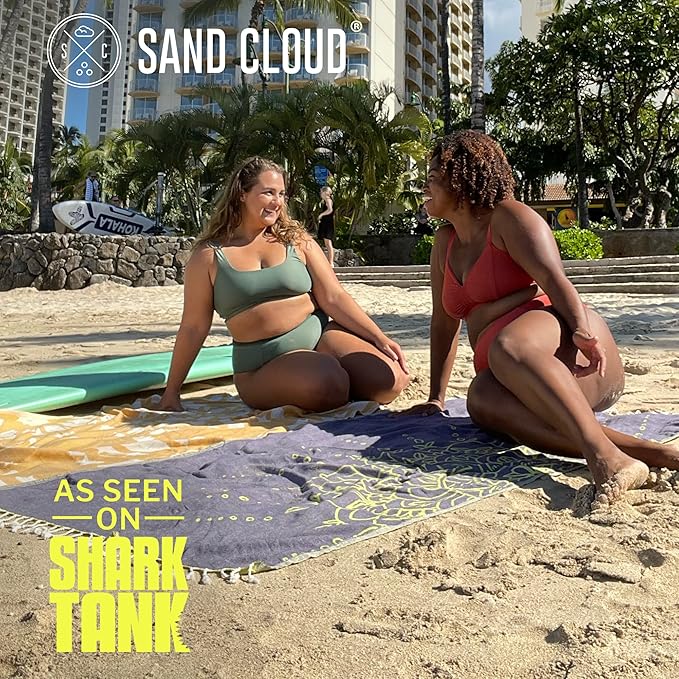 Sand Cloud Turkish Beach Towel - Sand Free - 100% Organic Turkish Cotton Yarn - Quick Dry Towel for Beach, Picnic Blanket or Throw - As Seen on Shark Tank - Flower Mandala Grape