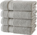 NOVA Luxury Linen - Hotel Quality Turkish Towel Set for Bathroom (4 Pcs Hand Towel Set, Mirage Grey)