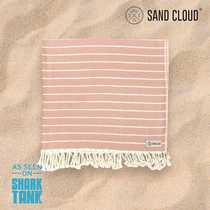 Sand Cloud Turkish Beach Towel - Sand Proof - 100% Certified Organic Turkish Towel - Quick Dry Towel for Beach, Picnic, Blanket or Bath Towel - As Seen on Shark Tank - Gocek (Beige)