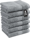 LANE LINEN Wash Cloths Set of 6- Spa & Salon Quality - 100% Ring Spun Cotton Face Cloths - Soft & Ultra Absorbent Washcloths for Body, Beauty, Home, Gym - Fingertip Towels - 13"x13", Cool Grey Towels