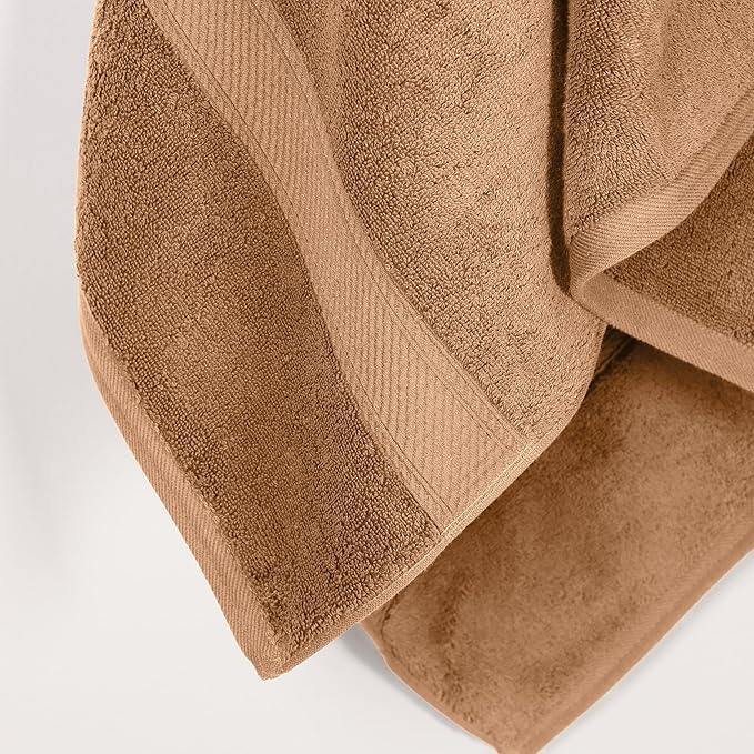 Superior Egyptian Cotton Pile Bath Towel Set of 2, Ultra Soft Luxury Towels, Thick Plush Essentials, Absorbent Heavyweight, Guest Bath, Hotel, Spa, Home Bathroom, Shower Basics, Rust