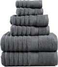 LANE LINEN Bathroom Towels Set - 2 Bath, 2 Hand Towels for Bathroom and 2 Wash Cloths for Body - Highly Absorbent, Soft, Premium 100% Cotton Bath Towel Set for Everyday Use (Set of 6) - Space Grey