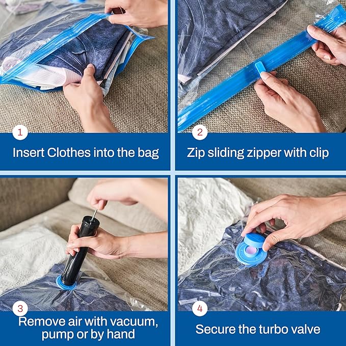 10 Pack Variety Vacuum Storage Bags for Comforters, Blankets & Clothes – Vacuum Sealed Compression Bags with Electric Pump – Space Saver Storage Bags for Bedding, Travel & Organization (4M, 3L, 3XL)