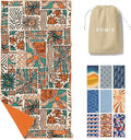 SUN'Y Waffle Microfiber Beach Towel – Sand Free, Quick Dry, Ultra Absorbent, Lightweight & Compact Travel Towel with Carry Bag - Large (63” x 31.5”), Groovy
