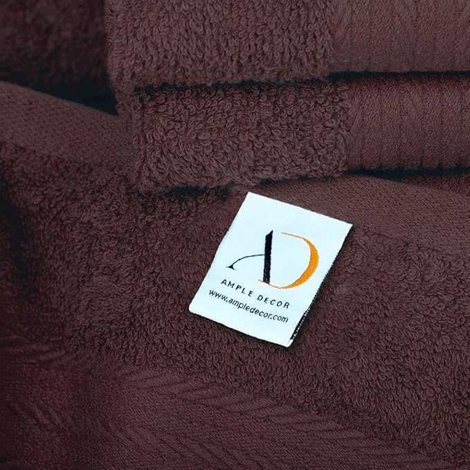 Ample Decor Hand Towel for Bathroom 18 X 28 Inch 600 GSM 100% Cotton, Soft Absorbent - 2 Pcs Brown