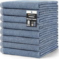 Homaxy Premium Kitchen Towels(18”x 28”, 8 Pack), Large Cotton Kitchen Hand Towels, Flat and Terry Dish Towels, 380 GSM Highly Absorbent Tea Towel Set with Hanging Loop, Navy Blue