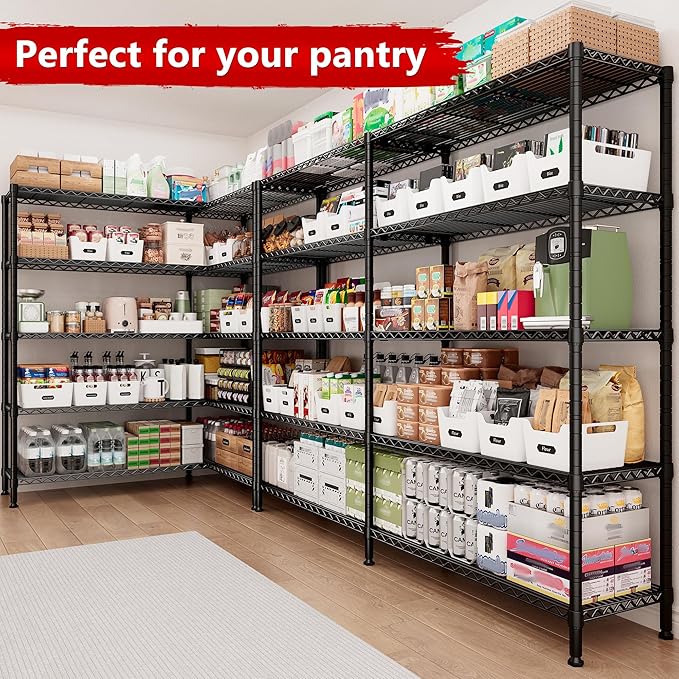 REIBII 70" W Storage Shelves Heavy Duty Load 1600LBS, Metal Shelving 5-Tier Wire Shelving Unit Metal Shelves for Storage Adjustable Shelving Rack for Pantry Kitchen 70" W*15.8" D*72.4" H, 2 Pack