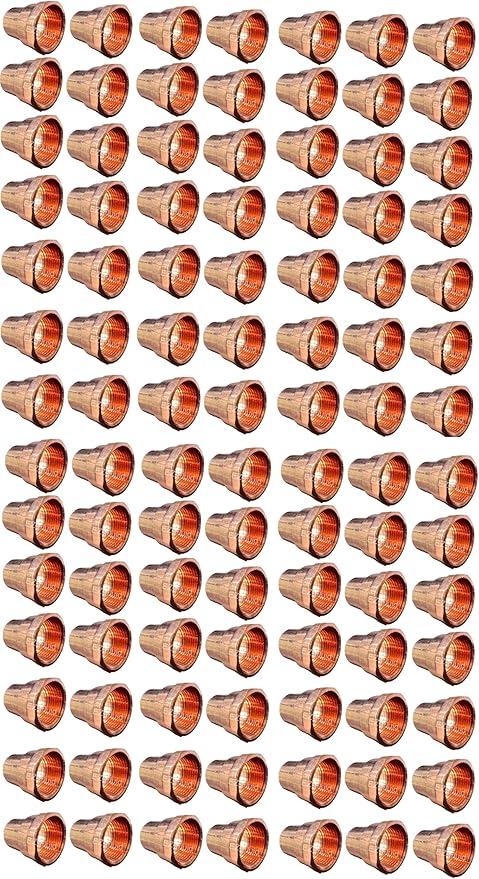 EZ-FLUID Plumbing (100-Pcs) 1" C X FIP LF Copper Female Adapter Pressure Copper Fittings,Sweat Solder Connection for Residential,Commercial Pipe.