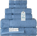 SALBAKOS 100% Turkish Cotton 6-Piece Towel Set | Heirloom Quality Hotel & Spa Collection | Ultra Soft, Super Absorbent 2 Washcloth, 2 Hand, 2 Bath Towel Sets | Made in Turkey (Blue, 6 Piece Towel Set)