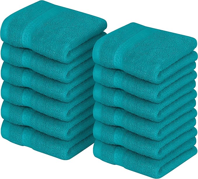 Utopia Towels 12 Pack Premium Wash Cloths Set, 12 by 12 Inches, 100% Cotton Ring Spun, Highly Absorbent and Soft Feel Essential Washcloths for Bathroom, Spa, Gym, and Face, Burgundy