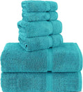 Chakir Turkish Linens 100% Cotton Premium Turkish Towels for Bathroom, 2 Large Bath Towels, 2 Hand Towels, 2 Washcloths (6-Piece Towel Set, Aqua)