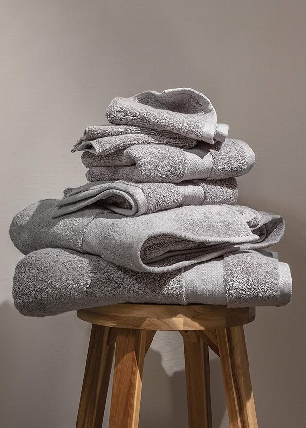 Fabdreams 100% Organic Cotton Bath Towel Set of 6 700 GSM Hotel Premium Plush Absorbent Soft Durable Skin-Friendly Spa Quality Bathroom Comfort with 2 Bath 2 Hand Towels and 2 Wash Cloths Dark Grey