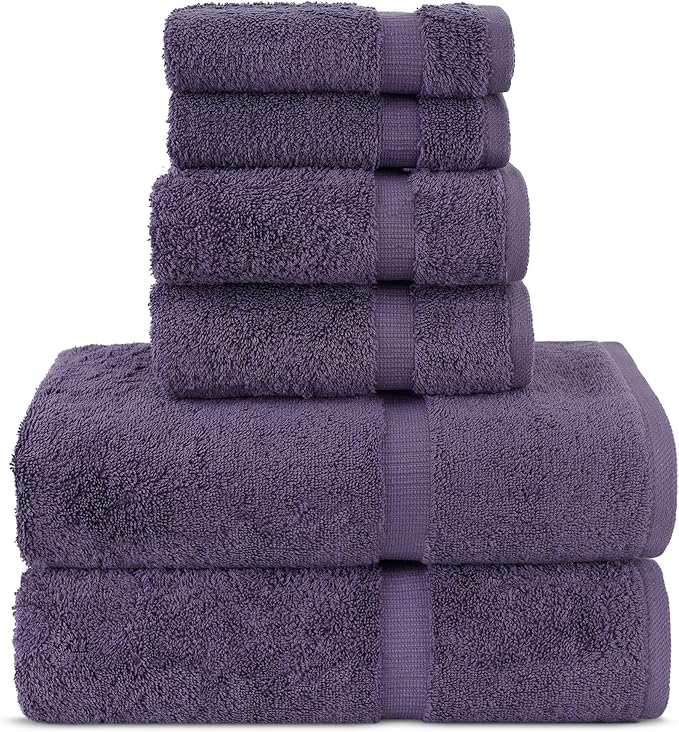 Chakir Turkish Linens Luxury Spa and Hotel Quality Premium Turkish Cotton 6-Piece Towel Set (2 x Bath Towels, 2 x Hand Towels, 2 x Washcloths)