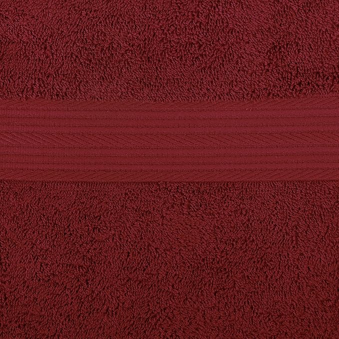 Amazon Basics Soft Bath Towels set , Absorbent Fade Resistant 100% Cotton washcloths 6 Pieces (12" x 12"), Perfect face towels, fingertip towels, Crimson