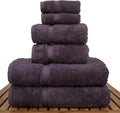 Luxury Hotel & Spa Quality, Quick Dry 100% Turkish Cotton, 700 GSM, Eco Friendly Towel, Bathroom and Kitchen Dobby Border Towels, 2-Bath Towel, 2-Hand Towel, 2-Washcloth (Bundle Set of 6, Plum)