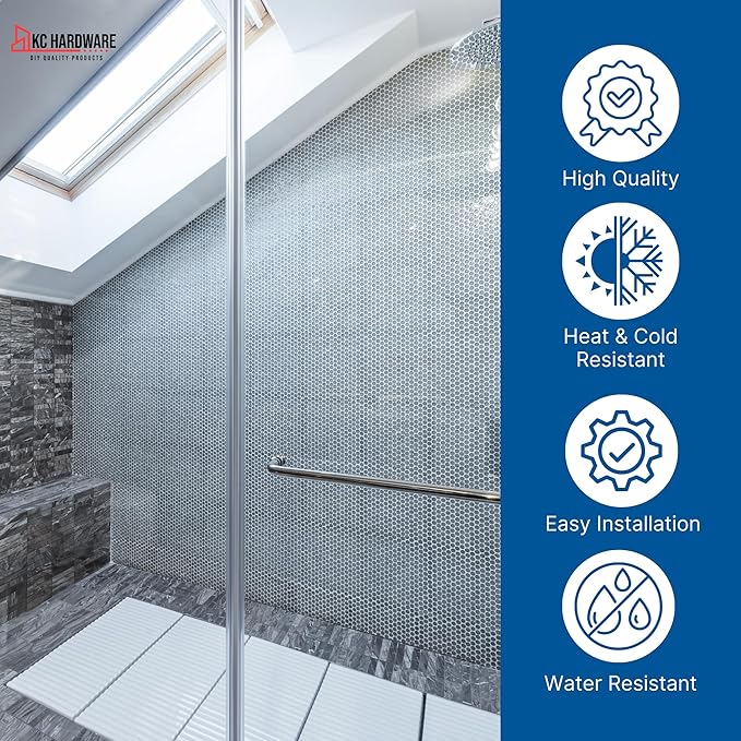 KC Hardware 85 Inch Frameless Shower Door Side Seal Strip, H-Type Glass Shower Door Seal Strip (180 Degree) for 1/4 Inch(4-6mm) Thick Glass, Water Guard That Prevents leaks, Ultra Clear (Pack of 2)