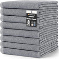 Homaxy Premium Kitchen Towels(18”x 28”, 8 Pack), Large Cotton Kitchen Hand Towels, Flat and Terry Dish Towels, 380 GSM Highly Absorbent Tea Towel Set with Hanging Loop, Grey