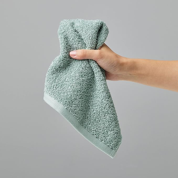 Amazon Basics Washcloth for Bathroom, 100% Cotton Extra Absorbent, Fast Drying - Salon Towels - Seafoam Green, 12 x 12 inches (Pack of 144)