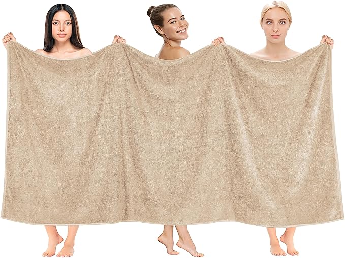 Cotton Paradise 100% Cotton 40x80 Oversized Bath Sheet, Extra Large Turkish Bath Towels for Bathroom, Beige Bathsheet