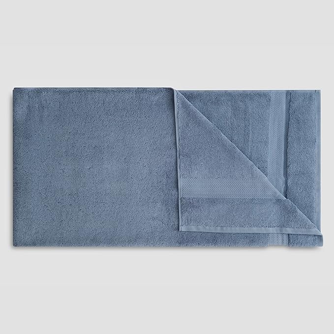 Fabdreams 100% Organic Cotton Bath Sheet Set of 2 700 GSM Oversized Towels Ultra Soft Plush Absorbent Durable Skin-Friendly Spa Hotel Premium Comfort Large 36 x 70 in Dark Blue
