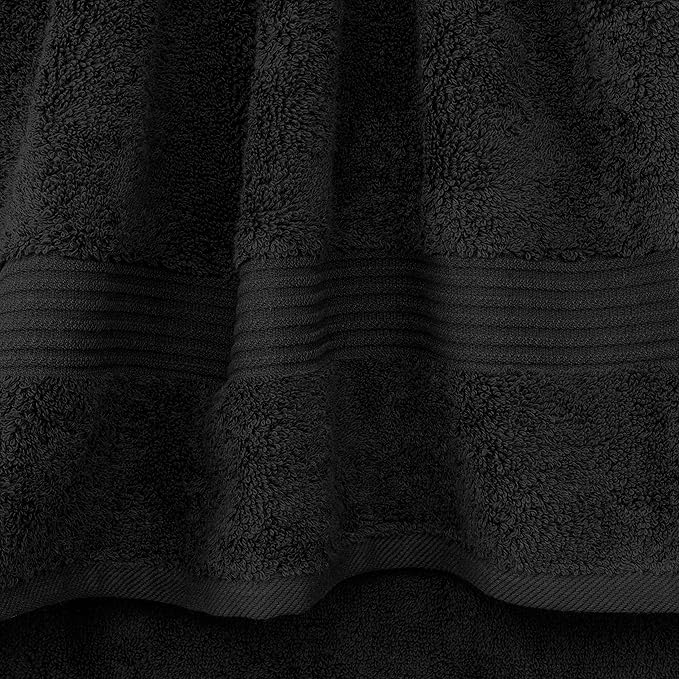 Cotton Paradise 100% Cotton Turkish Washcloth Set for Bathroom, 4 Piece Soft Absorbent Small Hand Face Towels Wash Rags, Black