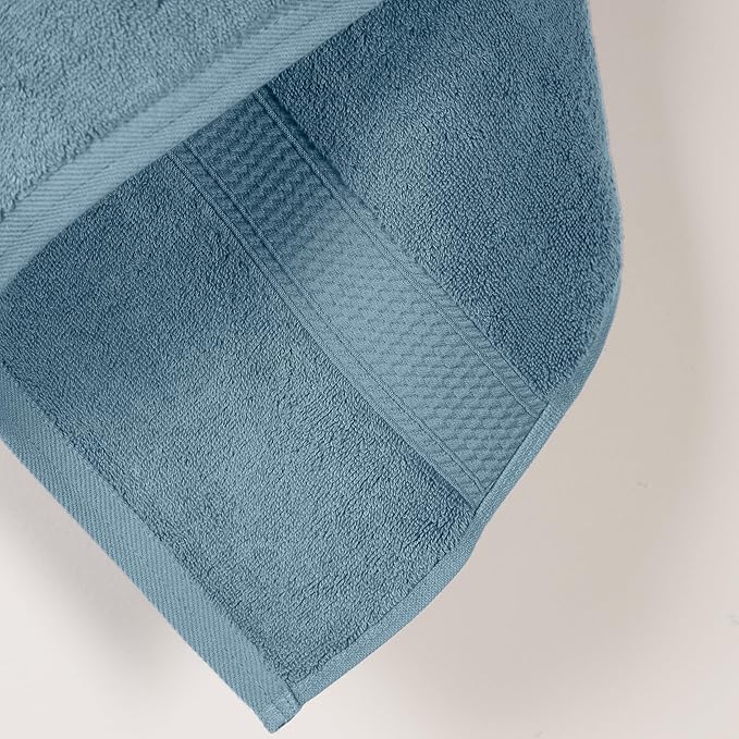 Superior Egyptian Cotton Pile Bath Towel Set of 2, Ultra Soft Luxury Towels, Thick Plush Essentials, Absorbent Heavyweight, Guest Bath, Hotel, Spa, Home Bathroom, Shower Basics, Denim Blue