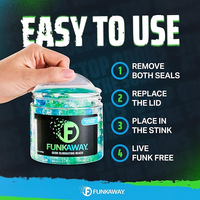 FunkAway Supercharged Odor Absorbing Beads, 12 oz., Eliminate Smoke, Pet and Bathroom Odors for Long-Lasting Results (Pack of 2)