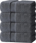 Luxury White Bath Towels Large - 100% Soft Cotton 700 GSM | Absorbent Hotel Bathroom Towel | 27 inch X 54 inch | Set of 4 | Gray