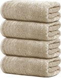 Tens Towels Pack of 4 Extra Large Bath Towels 30 x 60 Inches, 100% Cotton, Larger & Lighter Weight, Quicker to Dry, Super Soft and Absorbent, Perfect for Bathroom, Beige