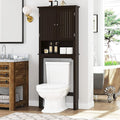UTEX Bathroom Storage Over The Toilet, Above Toilet Storage Cabinet Organizer with Adjustable Shelves and Double Doors, Espresso