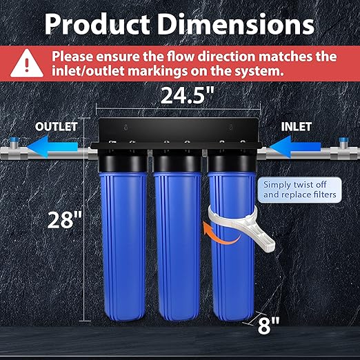 iSpring Whole House Water Filter System, Reduces Lead, Scale, Chlorine, Chloramine, 3-Stage Whole House Water Filtration System, Model: WGB32B-KDS