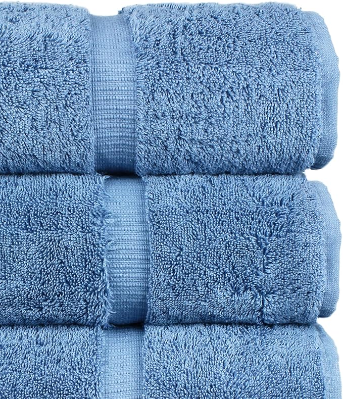 Luxury Hotel & Spa 100% Cotton Premium Turkish Bath Towels, 27" x 54'' (Set of 4, Wedgewood)