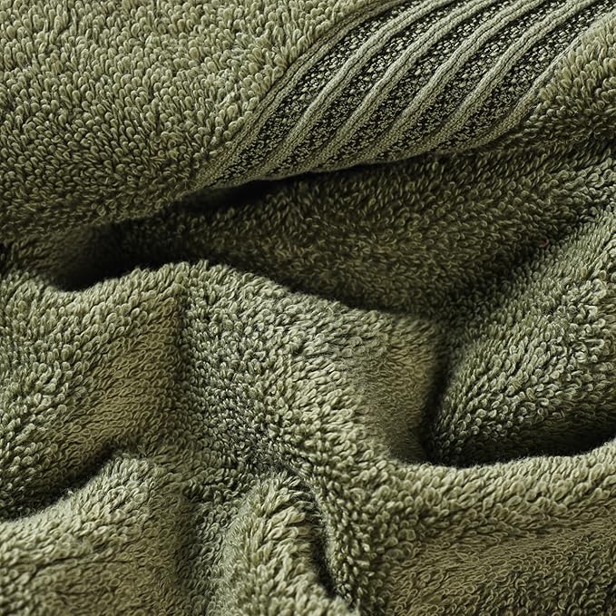 Superior Egyptian Cotton Bath Towel Set, Home Bathroom Towels, Master, Guest Bath, Decor Essentials, Quick Dry, Absorbent, Large Body Towels, Spa, Hotel, Resort, Adult, Kids, Set of 2, Forest Green
