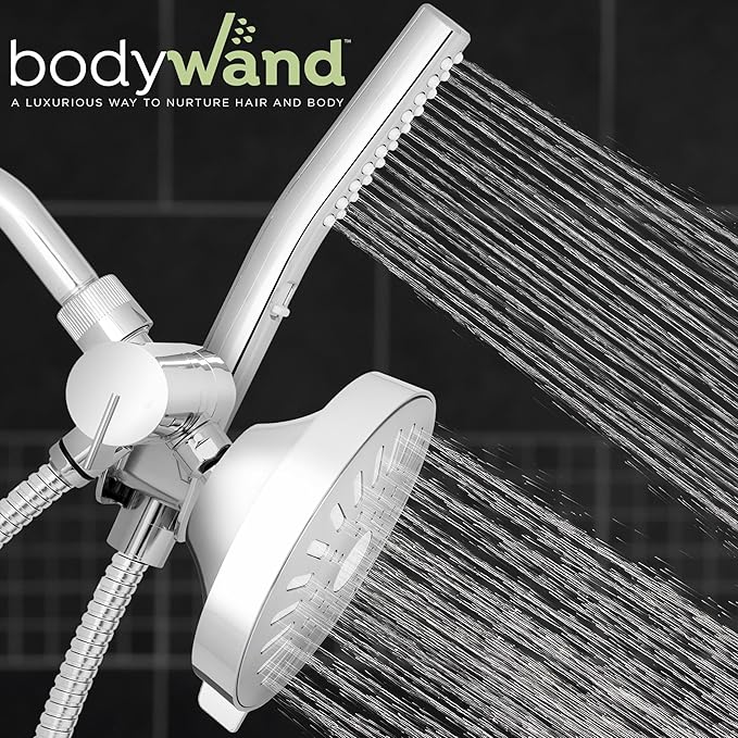 Waterpik High Pressure Handheld Wand and Rain Shower Head Combo with 8-Foot Long Metal Hose, BodyWand Spa System with 7 Spray Modes for Hair and Body, Chrome