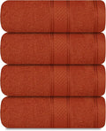Casa Lino 100% Cotton Hand Towels for Bathroom - Soft, Highly Absorbent & Quick Dry Kitchen Towels - Gym Towel Set - Travel Towel Set - 24" x 16" - Pack of 4 - (Coral Orange)
