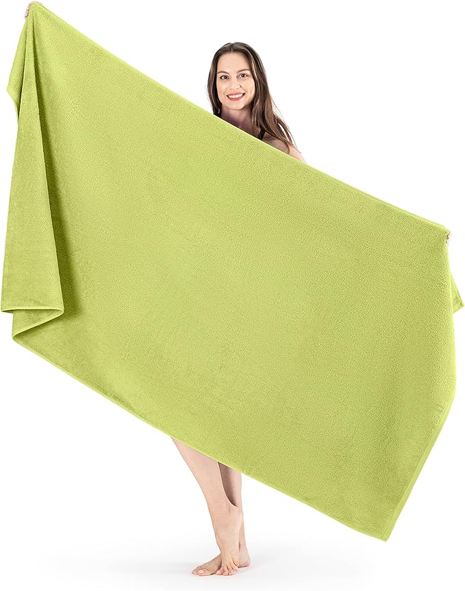 SALBAKOS 100% Turkish Cotton Jumbo Bath Sheet Towel Oversized 40x80 inch | Premium Hotel & Spa Quality, Soft, Absorbent, XL Bath Towels | Made in Turkey (Pack of 1, Green, Jumbo Bath Sheet)
