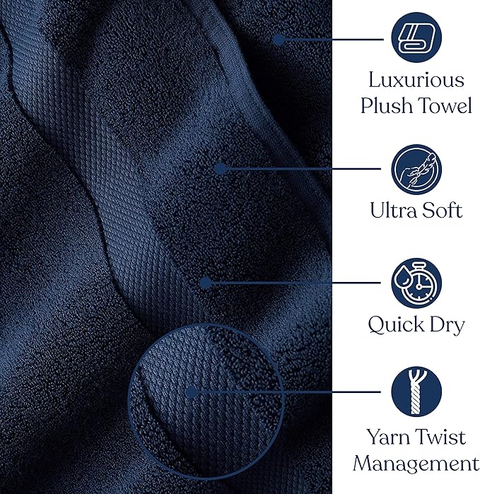 Delara Organic Cotton Luxuriously Plush Bath Towel 10 Piece Set|GOTS & Oeko-TEX Certified|Premium Hotel Quality Towels|Feather Touch Technology|650 GSM Long Staple|Soft, Quick Dry & Ultra-Absorbent