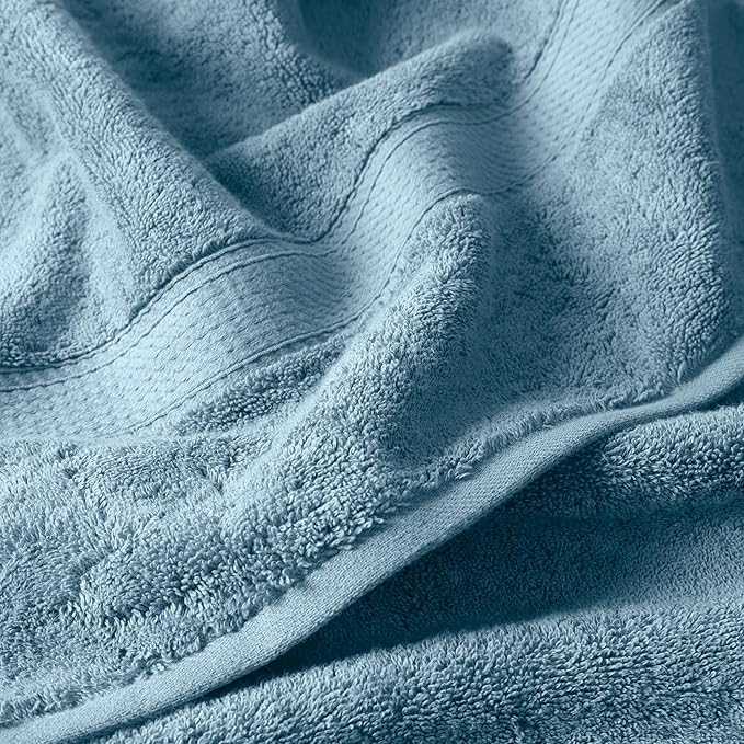 Superior Egyptian Cotton Pile 6 Piece Towel Set, Includes 2 Bath, 2 Hand, 2 Face Towels/Washcloths, Ultra Soft Luxury Towels, Thick Plush Essentials, Guest Bath, Spa, Hotel Bathroom, Denim Blue