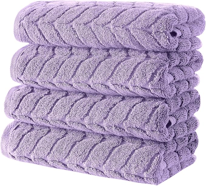 BAGNO MILANO Turkish Bath Towels, Soft Plush Jacquard Luxury Bath Towels, Quick Dry Towel Set (Lavender, 3 pcs Towel Set)