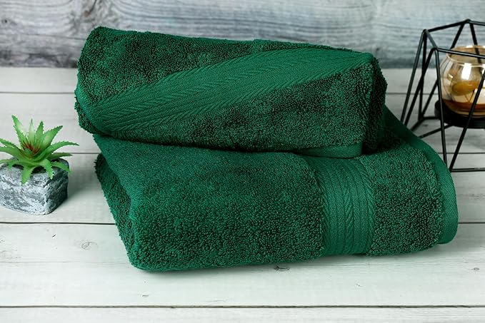 Ample Decor Hand Towels 18 X 28 Inch 600 GSM 100% Cotton, Premium Soft Absorbent - 2 Pcs - Christmas Green