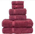 Luxury Hotel & Spa Quality, Quick Dry 100% Turkish Cotton, 700 GSM, Eco Friendly Towel, Bathroom and Kitchen Dobby Border Towels, 2-Bath Towel, 2-Hand Towel, 2-Washcloth (Bundle Set of 6, Cranberry)