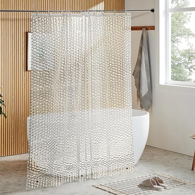 NTBAY EVA Clear Shower Curtain with Water Cube, Water-Repellent Liner with 3 Magnets for Bathroom, 72x78 Inches
